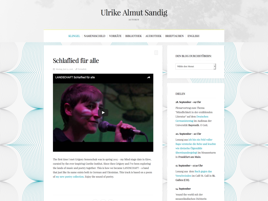 Webseite für die Schriftstellerin Ulrike Almut Sandig
