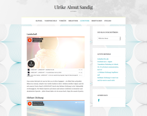 Webseite für die Schriftstellerin Ulrike Almut Sandig