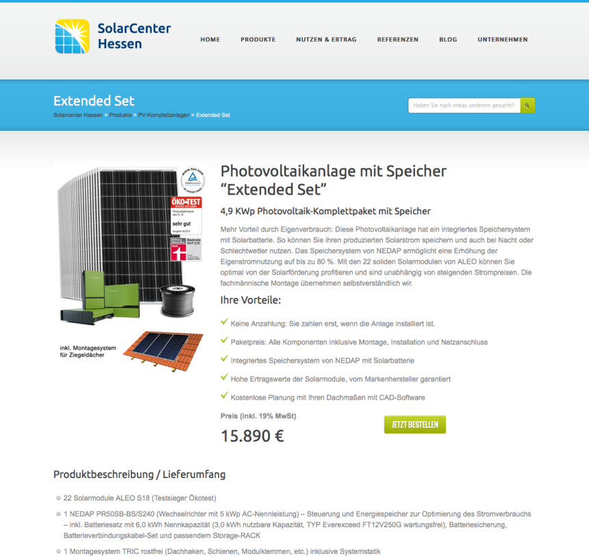 Solarcenter Hessen Webseite
