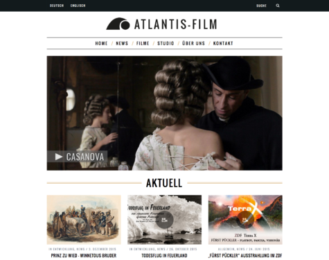Webseite für Filmproduktionsfirma Atlantis-Film
